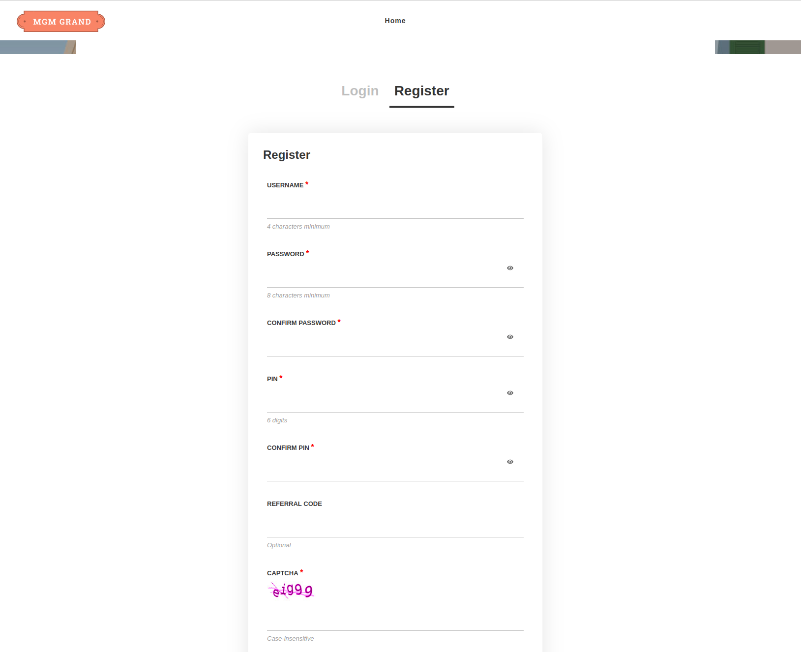 Registration Page